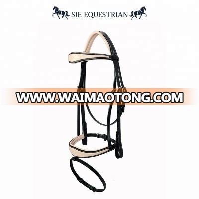 Beige Padded Fancy Stitch Anatomic Shape Leather Horse Bridle